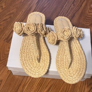 Stuart Weitzman Beige Floral Sandals